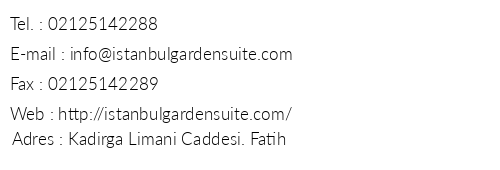 Garden Suit Hotel telefon numaralar, faks, e-mail, posta adresi ve iletiim bilgileri